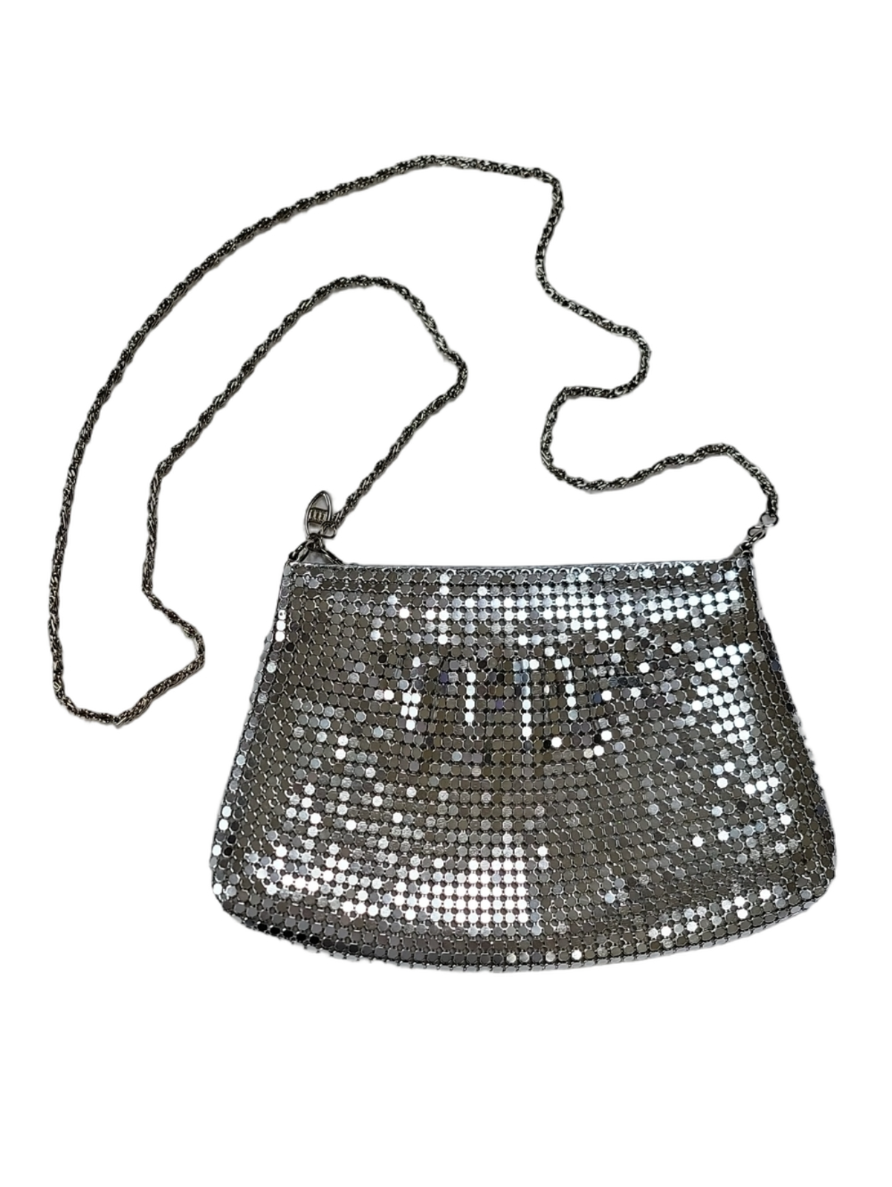 Silver Mesh and Metal Crossbody Bag with Chain Strap EUC